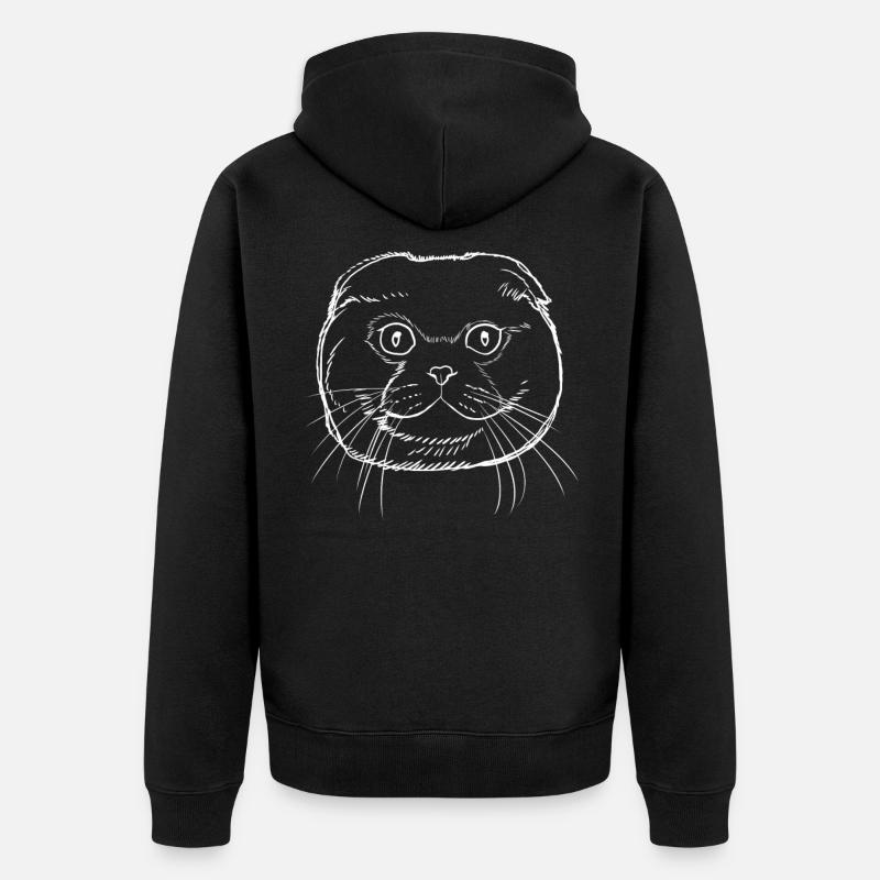 Scottish Fold Katze - Unisex Premium Bio Zip Hoodie - Schwarz