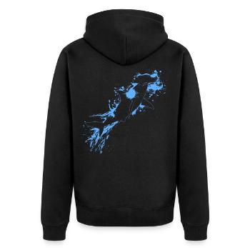 Blaues Hammerhai Fisch - Unisex Premium Bio Zip Hoodie - Schwarz - Hinten - Nico (187cm)