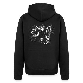 Sewing Machine - Unisex Premium Organic Zip Hoodie - black - Back - Nico (187cm)