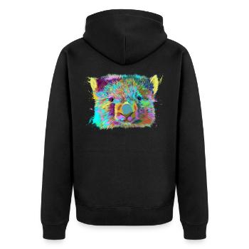 Splash Wombat - Unisex Premium Bio Zip Hoodie - Schwarz - Hinten - Nico (187cm)