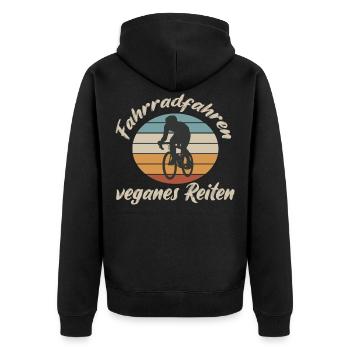 Cycling Vegan Riding Cyclists - Unisex Premium Organic Zip Hoodie - black - Back - Nico (187cm)