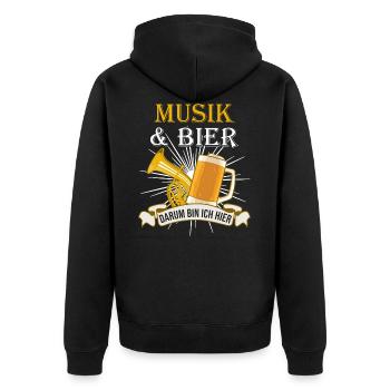 Musik Bier Blasmusik Musiker Biertrinker - Unisex Premium Bio Zip Hoodie - Schwarz - Hinten - Nico (187cm)