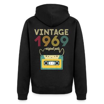 Year of Birth Gift Vintage 1969 Original Shirt - Unisex Premium Organic Zip Hoodie - black - Back - Nico (187cm)