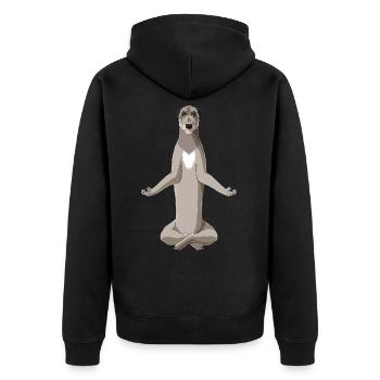 Meditating Irish Wolfhound Dog - Unisex Premium Organic Zip Hoodie - black - Back - Nico (187cm)