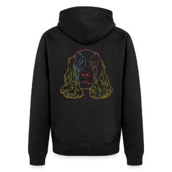 English Cocker Spaniel Hund - Unisex Premium Bio Zip Hoodie - Schwarz - Hinten - Nico (187cm)