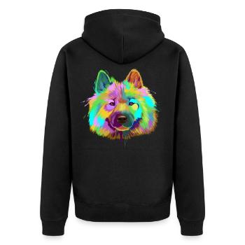 Splash Eurasier Dog - Unisex Premium Organic Zip Hoodie - black - Back - Nico (187cm)
