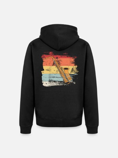 Retro Saxophon - Unisex Premium Bio Zip Hoodie - Schwarz