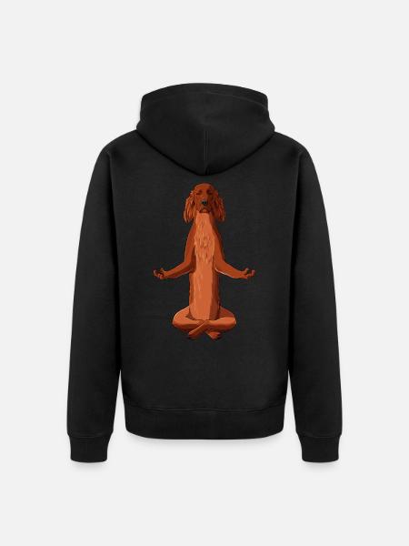 Meditating Irish Red Setter Dog - Unisex Premium Organic Zip Hoodie - black