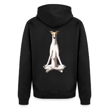 Chien whippet méditant - Veste à capuche bio Premium Unisexe - noir - Dos - Nico (187cm)