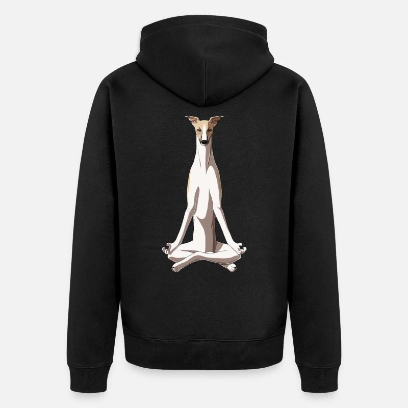 Chien whippet méditant - Veste à capuche bio Premium Unisexe - noir