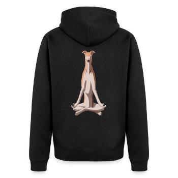 Meditierender Greyhound Hund - Unisex Premium Bio Zip Hoodie - Schwarz - Hinten - Nico (187cm)
