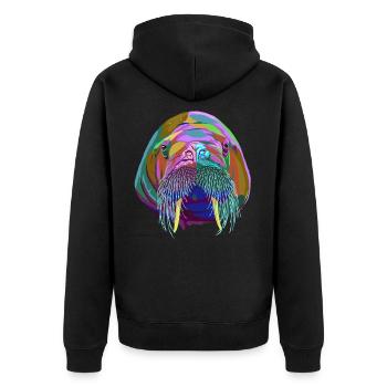 Walrus - Unisex Premium Organic Zip Hoodie - black - Back - Nico (187cm)
