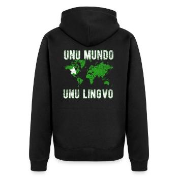 Esperanto Plansprache Wörterbuch Sprache der Welt - Unisex Premium Bio Zip Hoodie - Schwarz - Hinten - Nico (187cm)