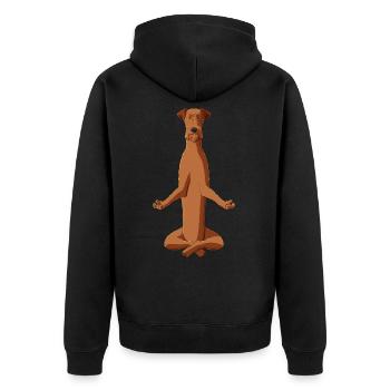 Meditating Irish Terrier Dog - Unisex Premium Organic Zip Hoodie - black - Back - Nico (187cm)