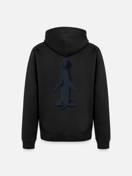 Meditating Flat Coated Retriever Dog - Unisex Premium Organic Zip Hoodie - black