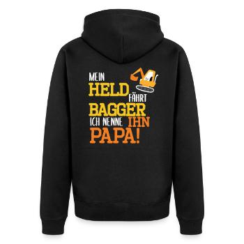 Bagger Held Papa Vater Geschenk zum Geburtstag - Unisex Premium Bio Zip Hoodie - Schwarz - Hinten - Nico (187cm)