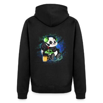 Panda Gaming Controller Gamer PC Gift Idea - Unisex Premium Organic Zip Hoodie - black - Back - Nico (187cm)