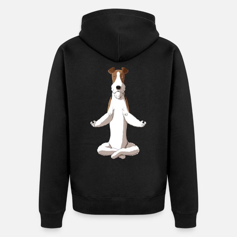 Cheveux méditants Foxterrier Chien - Veste à capuche bio Premium Unisexe - noir