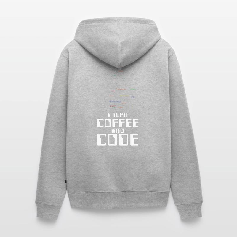 Ich verwandle Kaffee in Code-Codierer, der HTML-Geschenk codiert Unisex Premium Bio Zip Hoodie