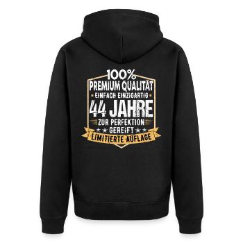 44. Geburtstag 1976 Geschenk Geschenkidee Retro - Unisex Premium Bio Zip Hoodie - Schwarz - Hinten - Nico (187cm)