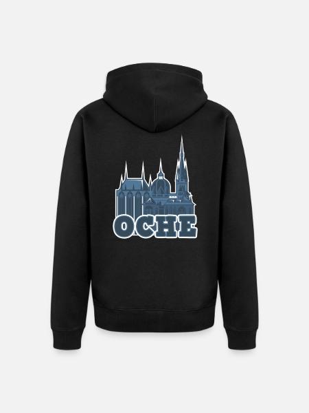 Oche Aachener Dom Euregio - Unisex Premium Bio Zip Hoodie - Schwarz