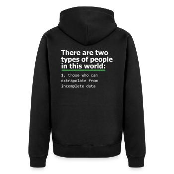 Programmer Incomplete Data Coder Computer PC Gift - Unisex Premium Organic Zip Hoodie - black - Back - Nico (187cm)