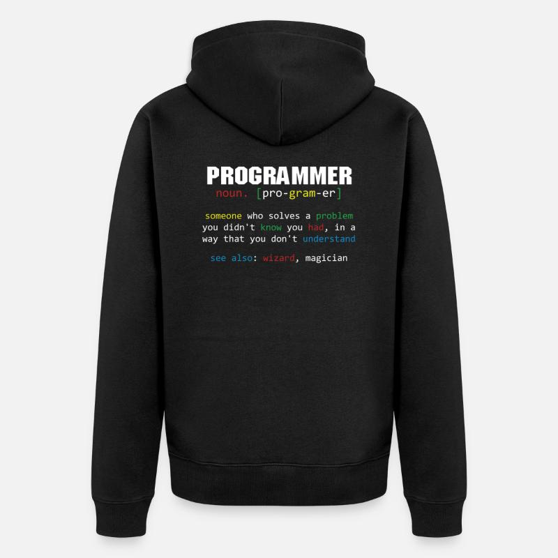 Programmer Definition Coder Programming Coding - Unisex Premium Organic Zip Hoodie - black