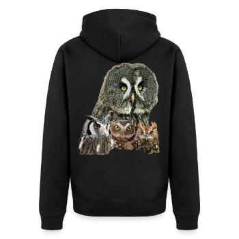 Eulen - Unisex Premium Bio Zip Hoodie - Schwarz - Hinten - Nico (187cm)