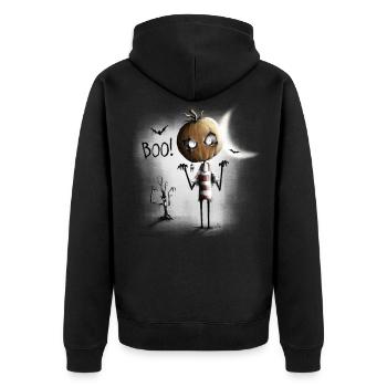 HALLOWEEN pumpkin head boo! - Unisex Premium Organic Zip Hoodie - black - Back - Nico (187cm)