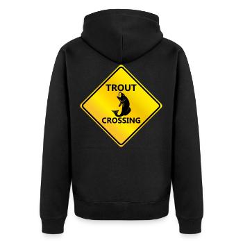 Trout crossing warning trout warning sign - Unisex Premium Organic Zip Hoodie - black - Back - Nico (187cm)