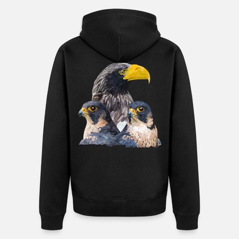 Pigargo géant et faucon pèlerin - Veste à capuche bio Premium Unisexe - noir