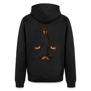 Meditating Manchester Terrier Dog - Unisex Premium Organic Zip Hoodie - black - Back - Nico (187cm)