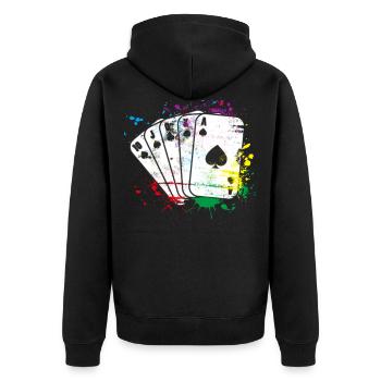 Jeu de cartes couleur - Veste à capuche bio Premium Unisexe - noir - Dos - Nico (187cm)