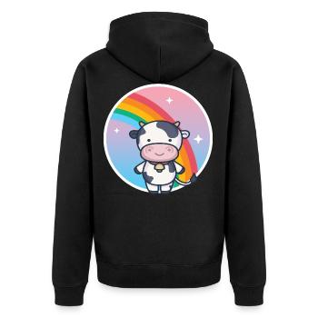 Schwanger Enkelkind Kuh Geburt Lätzchen Strampler - Unisex Premium Bio Zip Hoodie - Schwarz - Hinten - Nico (187cm)