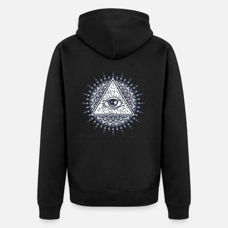 Mandala Triangle Maçonnique Conspiration Illuminati - Veste à capuche bio Premium Unisexe - noir