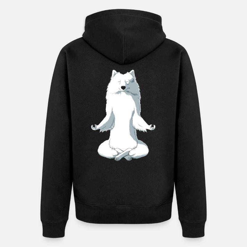 Méditant JaponSpitz chien - Veste à capuche bio Premium Unisexe - noir