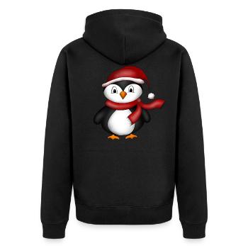 Pinguin - Unisex Premium Bio Zip Hoodie - Schwarz - Hinten - Nico (187cm)