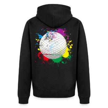 Farbiger Golfball - Unisex Premium Bio Zip Hoodie - Schwarz - Hinten - Nico (187cm)