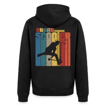 Scooter Stunt - Unisex Premium Bio Zip Hoodie - Schwarz - Hinten - Nico (187cm)
