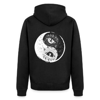 Drachenauge Yin Yang China Harmonie Taoismus Zen Geschenk - Unisex Premium Bio Zip Hoodie - Schwarz - Hinten - Nico (187cm)