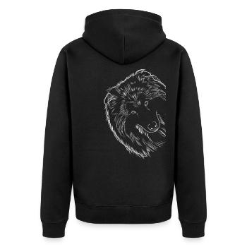Langhaarcollie Collie Hund - Unisex Premium Bio Zip Hoodie - Schwarz - Hinten - Nico (187cm)