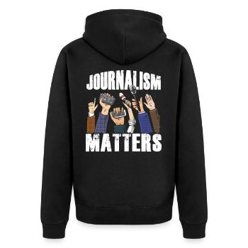 Journalism Matters Journalists Writer Author Gift - Unisex Premium Organic Zip Hoodie - black - Back - Nico (187cm)