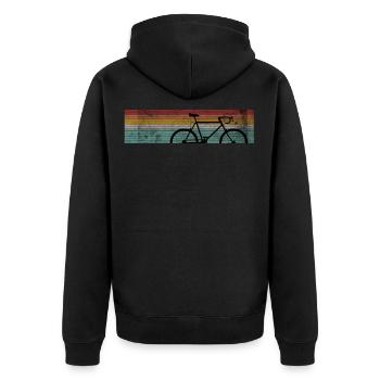 Fahrradfahren Fixie Vintage Radfahrer - Unisex Premium Bio Zip Hoodie - Schwarz - Hinten - Nico (187cm)