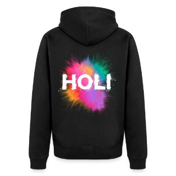 Holi Festival - Unisex Premium Organic Zip Hoodie - black - Back - Nico (187cm)