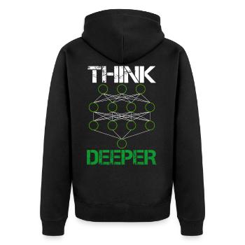 Künstliche Intelligenz think deeper Geschenk - Unisex Premium Bio Zip Hoodie - Schwarz - Hinten - Nico (187cm)