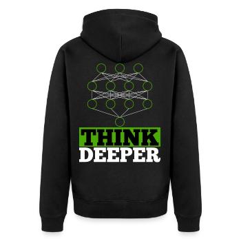 Künstliche Intelligenz think deeper Geschenk - Unisex Premium Bio Zip Hoodie - Schwarz - Hinten - Nico (187cm)