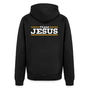 Team Jesus Christus Christentum katholische Religion - Unisex Premium Bio Zip Hoodie - Schwarz - Hinten - Nico (187cm)
