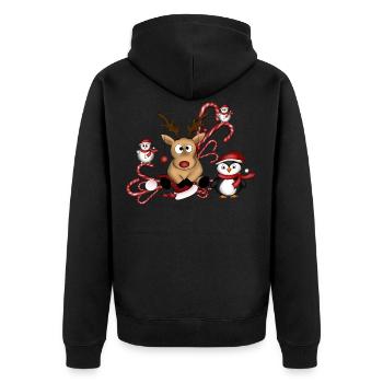Reindeer penguin snowmen - Unisex Premium Organic Zip Hoodie - black - Back - Nico (187cm)