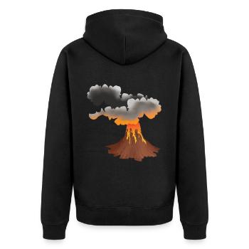 Ausbrechender Vulkan Design - Unisex Premium Bio Zip Hoodie - Schwarz - Hinten - Nico (187cm)