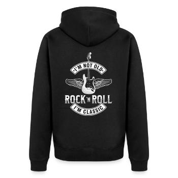 Ich bin kein alter Rockmusikgitarrist Bass Electric - Unisex Premium Bio Zip Hoodie - Schwarz - Hinten - Nico (187cm)